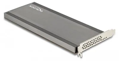 Produktbild von DeLOCK PCI Express 4.0 x16 Karte zu 4 x intern NVMe M.2 Key M mit Kühlkörper und Lüfter - Bifurcation, PCIe, M.2, PCIe 4.0, Grau, 1 Lüfter, China