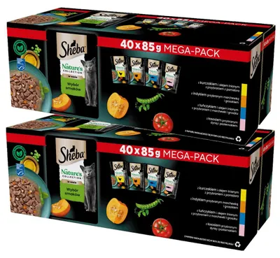 Zdjęcie produktu dla Sheba 80x85g Nature’s Collection Wybór Smaków Mokra Karma Dla Dorosłych Kotów W Sosie 4 Smaki
