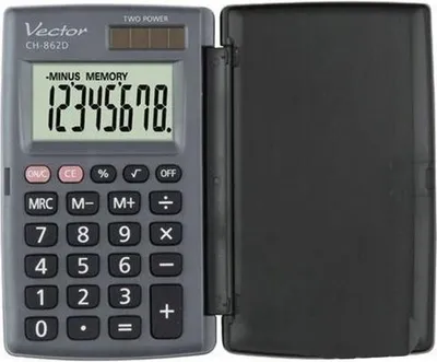 Imagen del producto de Calculadora Vector KAV CH-862D con funda. Color gris
