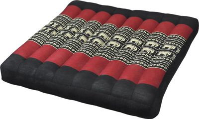 Thaikissen - rot/schwarz mit Elefanten (81619)