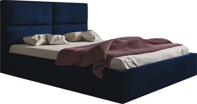 Produktbild von Polsterbett, 180x200 cm, Doppelbett, mit Bettkasten, mit Lattenrost, mit Kopfteil, Modern Bett, Robust, Elegant, Erstklassige Qualität, Slim-6, Dunkelblau