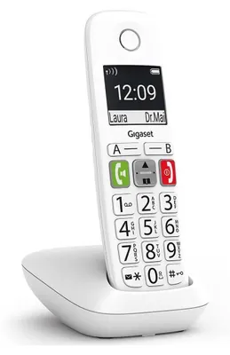 Productafbeelding van Gigaset E290, analoge/DECT-telefoon, draadloze headset, luidsprekerfunctie, 150 nummers, nummerherkenning, wit