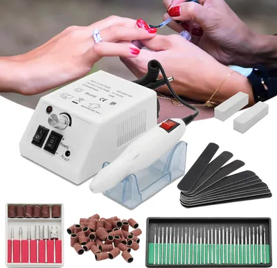 Produktbild von Yakimz Elektrische Nagelfräser Maniküre Pediküre Fräser Feile Set Nailart Profi Fräser Schleifsteine Diamantschleifer Nagelfeile Fußpflegegerät Weiß