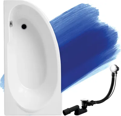Produktbild von BADLAND Eckbadewanne Badewanne Miki LINKS 140x70 mit Ablaufgarnitur und Füßen GRATIS ohne Verkleidung