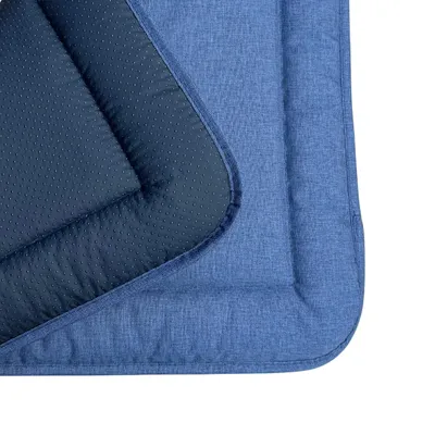 Obrázek produktu pro Podložka pro psy DOTTY s motivem tlapek - džínová modrá - velikost S (60×45 cm) - stylový, omyvatelný a voděodolný pelíšek pro malé psy
