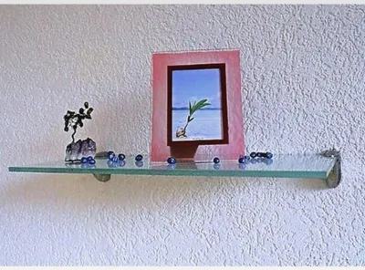 Produktbild von Wand Regal Claro Glasregal, satiniert 60x30 + Edelstahl Wandhalterung Wandregal