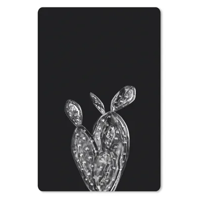 Produktbild von MuchoWow® Mauspad Mousepad Blätter eines Kaktus auf schwarzem Hintergrund - schwarz und weiß 40x60 cm - Mousepads - Maus Mat - Pad - Mausunterlage - Schreibtisch Accesoire