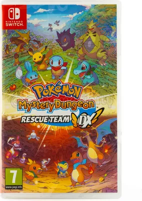 The image shows the cover art for the Nintendo Switch game Pokemon Mystery Dungeon Rescue Team DX.