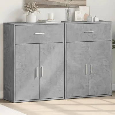 Obrázek produktu pro vidaXL Příborníky 2 ks. Betonově šedé 60x30x84 cm materiál na bázi dřeva
