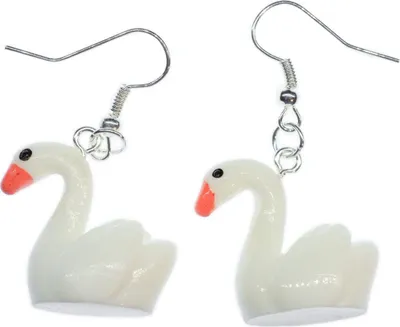 Produktbild von Schwan Ohrringe Ohrhänger Hänger Ente Miniblings Entenvogel Gans Schwäne weiß 3D
