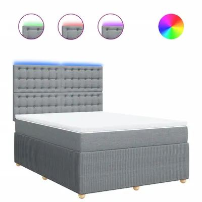 Produktbild von Boxspringbett mit Matratze Hellgrau 160x200 cm Stoff