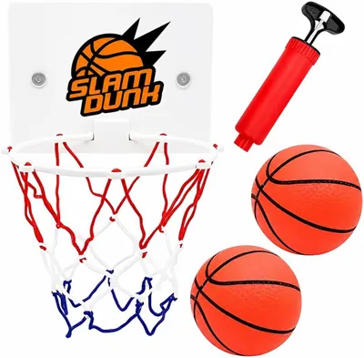 Produktbild von Mini Basketballkorb mit Saugnapf, 4-teilig, inklusive 2 Mini-Basketbällen, für den Innenbereich