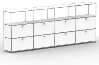 Produktbild von Hochschrank, 4 offene Fächer, 8 Klappen, Breite 302 cm, Signalweiß