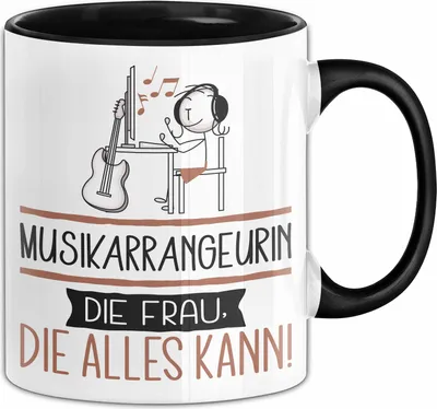Produktbild von Musikarrangeurin Geschenk Tasse Becher Die Frau Die Allen Kann Geschenkidee für eine Musikarrangeurin Lustig (Schwarz)