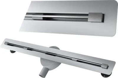 Immagine prodotto di Scarico doccia sotto piastrelle, sifone in acciaio da 80 cm per piatto doccia Luno Inox