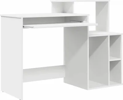 Obrázek produktu pro vidaXL Psací stůl s policí Bílý 120,5 x 44 x 88,5 cm Materiál na bázi dřeva
