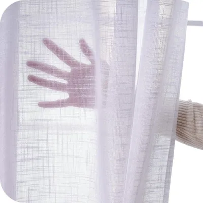 Obrázek produktu pro Záclony, sada 2 kusů, poloprůhledné, vzhled lnu, vhodné do obývacího pokoje, rozměry 140 x 240 cm, bílé
