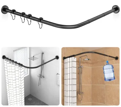 L-förmige Duschvorhangstange, ausziehbar, 70-100 cm, schwarz