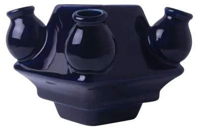 Image de Heinen Delfts Blauw – Vase à tulipes, motif "Stapelgekte" – Bleu foncé – Partie centrale – 10 cm