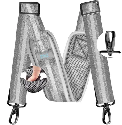 Image de Bandoulière pour sac - Réglable - 100 à 195 cm - Nylon - Gris argenté