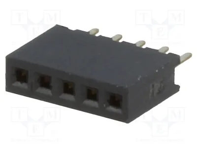 Imagen del producto de Conector hembra de 5 pines: 5 x 1,27 mm, conector hembra recto para montaje en placa, modelo DS1065-01-1*5S8BV, zócalo
