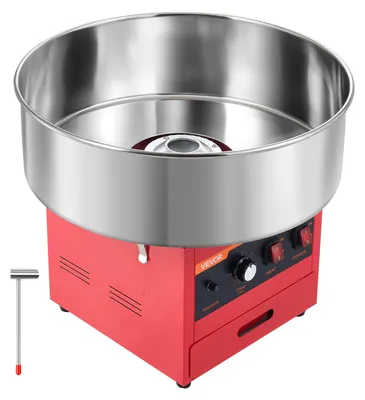 Immagine prodotto di Macchina per zucchero filato VEVOR, 1 kW, elettrica, in acciaio inossidabile, di colore rosso, ideale per feste di compleanno e eventi familiari, dotata di paletta per lo zucchero, cassetto di contenimento, protezione contro il surriscaldamento e il sovraccarico