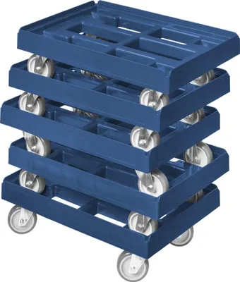 Produktbild von 5 x Stück Transportroller - Typ B - für Kisten 600x400 mm mit 4 Lenkrollen Blau