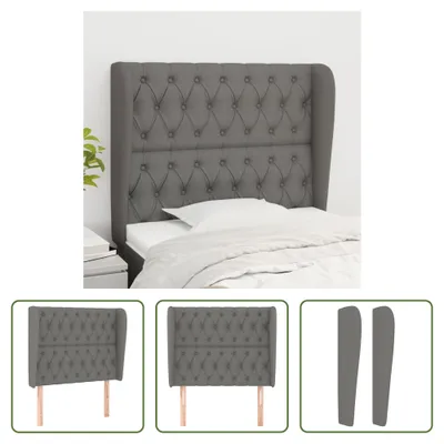 Produktbild von The Living Store Kopfteil mit Ohren Dunkelgrau 103x23x118/128 cm Stoff