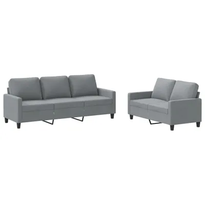 Immagine prodotto di vidaXL Set divano 2 pezzi con cuscini in tessuto grigio chiaro