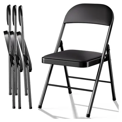 Produktbild von Klappstuhl 4er Set aus Kunststoff mit Metallrahmen für Innen- und Außenbereich