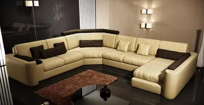 Productafbeelding van Modern hoekbank, gestoffeerd met leer, design sofa, woonkamer set, model PH347