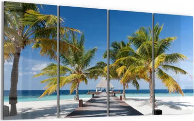Produktbild von DEQORI Glasbild Echtglas 4x30x60 cm 'Tropischer Strandaufgang' Wandbilder XXL groß