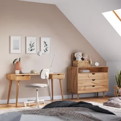 Produktbild von Jugendzimmer Set 2-teilig Schreibtisch und Kommode Eiche massiv SIENA-163
