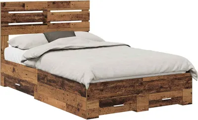 Produktbild von vidaXL Bettgestell mit Schubladen mit Kopfteil Holzwerkstoff