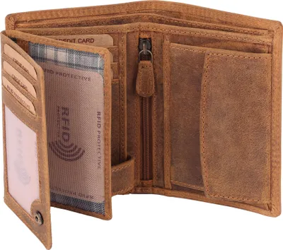 Produktbild von Benthill Herren Echt Leder Geldbörse - Geldbeutel mit RFID-Schutz - Slim Portemonnaie für Männer - Echtem Vintage Leder