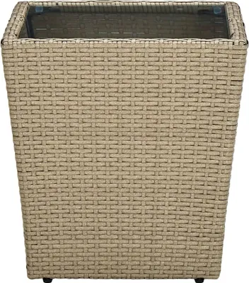 Produktbild von vidaXL Beistelltisch Beige 41,5x41,5x44 cm Poly Rattan und Hartglas