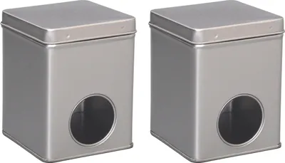 Produktbild von tea4chill Teedosen / Kaffeedosen / Vorratsdosen Set „Silver Window“, 2 Dosen je 100g, Scharnierdeckel