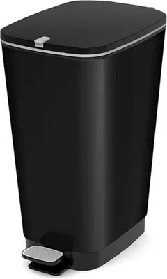 Productafbeelding van PolkaHome Afvalbak 50 liter in zwart, plastic, 29x44,5 x 60,5 cm, Italy