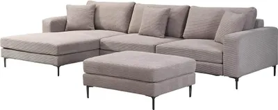 Produktbild von HOME DELUXE Sofa BELLANO Beige L 340 x 188 x 94 cm - Ottomane: Links | inkl. Zierkissen Cordsofa, L – Form Sofa, Ecksofa, Cordstoff