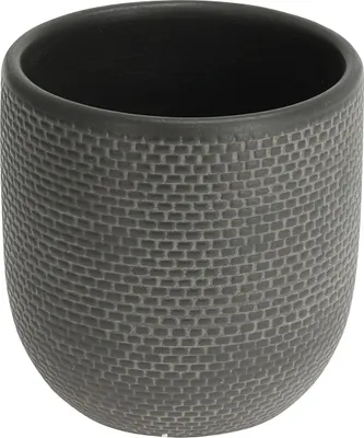 Produktbild von Blumentopf Weave L (17,5 x 17,5 x 17 cm) – dunkelgrau, mit matter Oberfläche