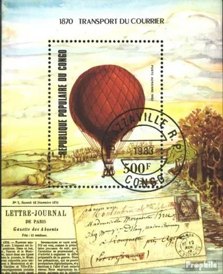 Produktbild von Briefmarken Kongo (Brazzaville) 1983 Mi Block34 (kompl.Ausg.) gestempelt 200 Jahre Luftfahrt