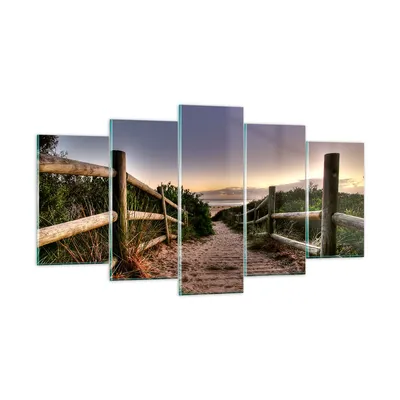 Produktbild von Bilder auf glas - Pfad Landschaft Himmel - 160x85cm - Glasbilder - Wandbilder - Kunstdruck - zum Aufhängen bereit - Wanddekoration aus Glas - Glas Bilder - Wandbild auf Glas - 5 Teile - GEA160x85-0143