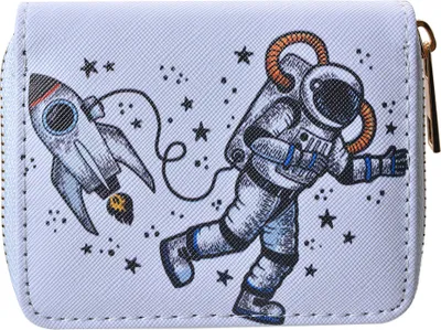 Produktbild von Clayre & Eef Brieftasche 11x9 cm Weiß Grau Kunststoff Astronaut