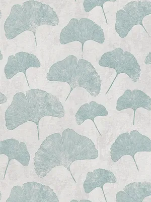 Produktbild von Florale Blätter-Tapete matt strukturiert – Mint, Grau