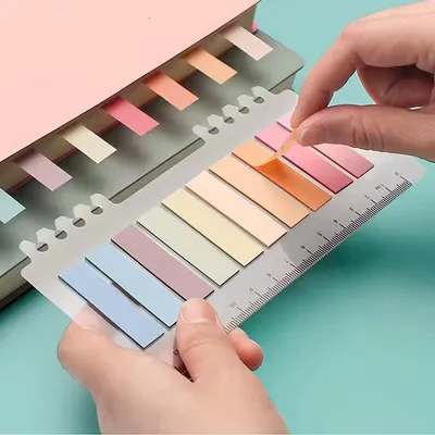 Productafbeelding van Sticky Notes Transparant - 200 Stuks - Index Tabs - Zelfklevend - 10 Kleuren