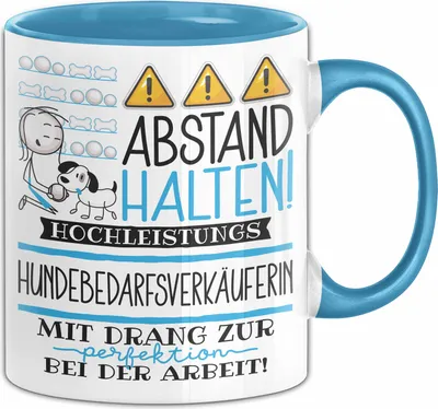 Produktbild von Hundebedarfsverkäuferin Tasse Geschenk Lustig Abstand Halten Hochleistungs-Hundebedarfsverkäuferin Mit Drang Zur Perfektion Bei Der Arbeit (Blau)
