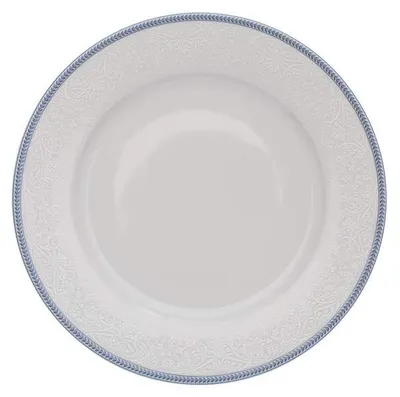 Produktbild von Thun 1794 Opal, flacher Teller, 25 cm, tschechisches Porzellan, weiße Spitze, blauer Rand, Thun
