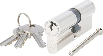 Produktbild von Profilzylinder Messing vernickelt - Doppelzylinder 40/40mm verschiedenschließend