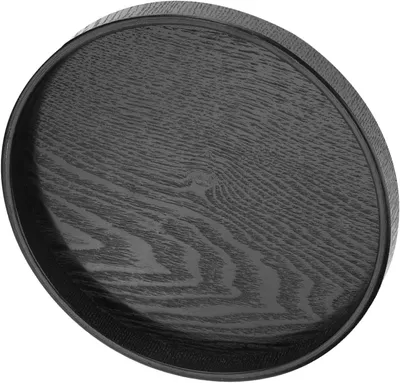 Productafbeelding van Ronde, zwarte theetafel van massief hout, geschikt voor het serveren van thee, eten en koffie in een thuiswerkplek of theesalon, diameter 21 cm (30 cm) (27 cm)