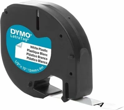 Produktbild von Dymo - Etikett Dymo letratag Plastik 12mm Weiß | 1 Stück | 10 Stück